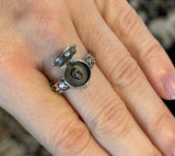 Sterling Silver Enameled Pentagram Poison Ring