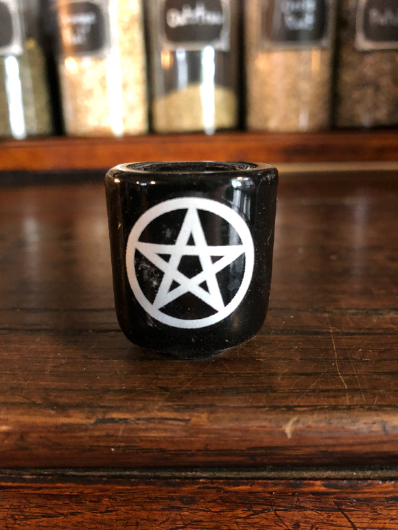 Pentagram Chime Candle Holder - Black