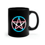 Trans Witchcraft - Pride Flag Pentagram - 11oz Black Mug