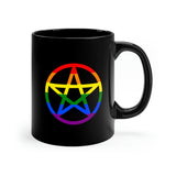 Gay Witchcraft - Pride Flag Pentagram - 11oz Black Mug