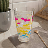 Batty Pansexual Pride Pint Glass - 16oz - Pan Goth Bats Tumbler - LGBTQ