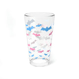 Batty Trans Pride Pint Glass - 16oz - Goth Trans Bats Tumbler - LGBTQ