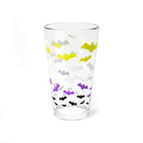 Batty Non-Binary Pride Pint Glass - 16oz - NB Goth Bats Tumbler - LGBTQ