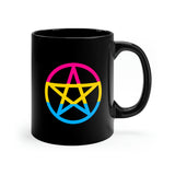 Pansexual Witchcraft - Pride Flag Pentagram - 11oz Black Mug