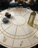 Astrological Crystal Grid - Engraved Birch - Zodiac - Natal Chart