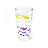 Batty Non-Binary Pride Pint Glass - 16oz - NB Goth Bats Tumbler - LGBTQ