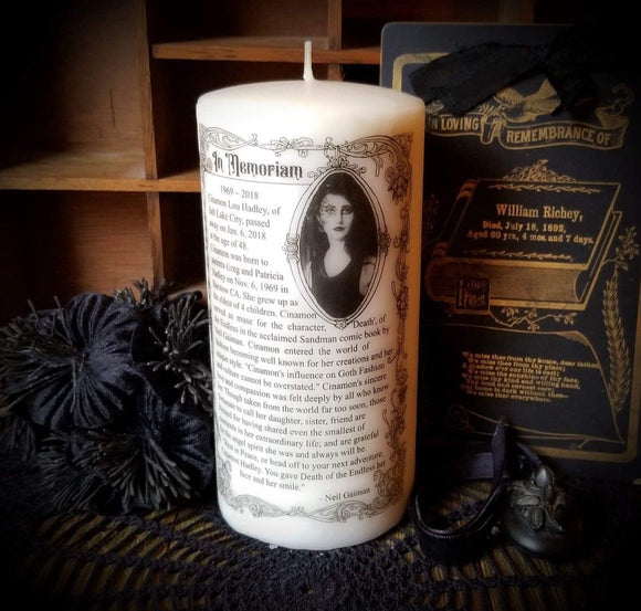 Thorn & Moon Victorian Mourning Candle - Customized Elegant Memorial 6