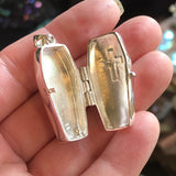 Coffin Locket Pendant - Sterling Silver - Poison