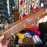 Natural Wooden Incense Burner with Brass Inlay - Coffin - Stick Incense - Box