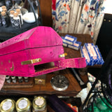 Fuschia Wooden Incense Burner with Brass Inlay - Coffin - Stick Incense - Box