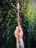 Handcrafted Silver & Copper Pentagram Wand - Clear Quartz and Rainbow Moonstone