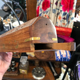 Natural Wooden Incense Burner with Brass Inlay - Coffin - Stick Incense - Box