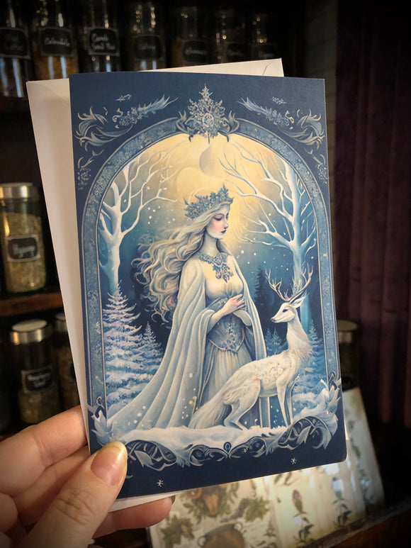 Winter Goddess - Snow Queen - Yule / Solstice - Holiday Greeting Card