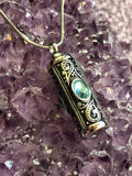 Memorial Necklace - Ashes / Cremated Remains Keepsake - Inlaid Gem