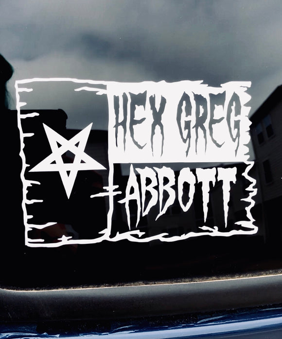 Hex Greg Abbott - Witchy Texas Vinyl Decal - 6”