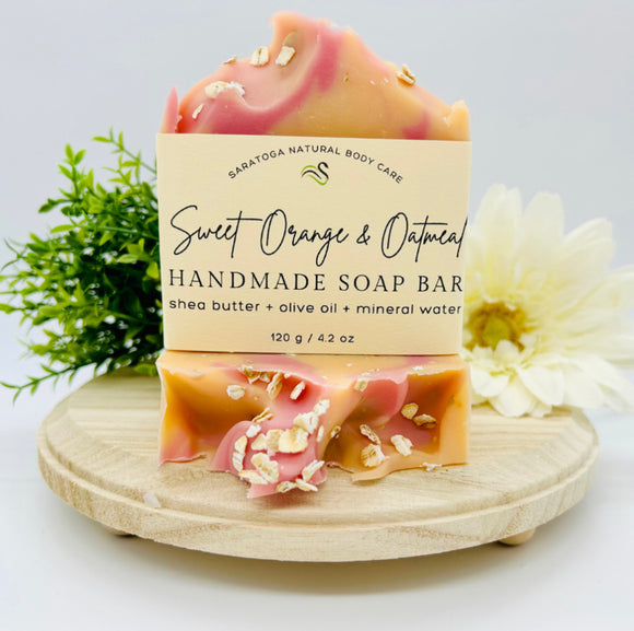 Sweet orange & Oatmeal Artisan Soap - Saratoga Natural Body Care- 4 oz bar