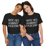 'WITCHES AGAINST FASCISM' Black Unisex Cotton T-Shirt