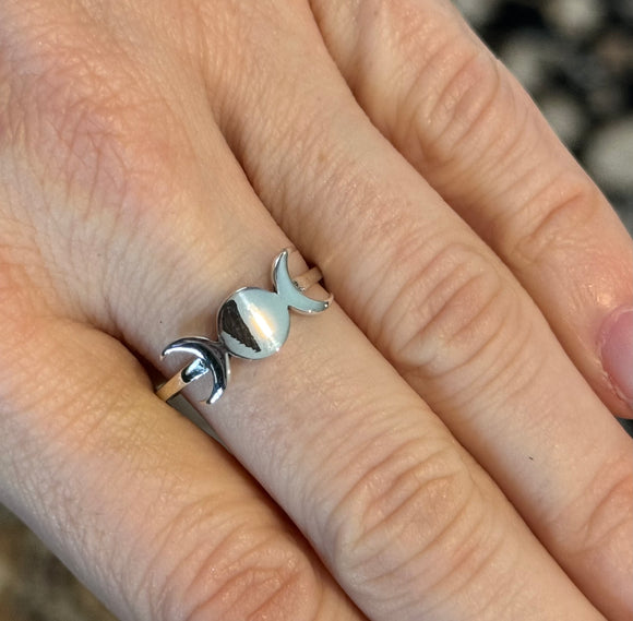 Sterling Silver Triple Moon Ring