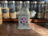 Glass & Metal Purple Pentacle Lantern