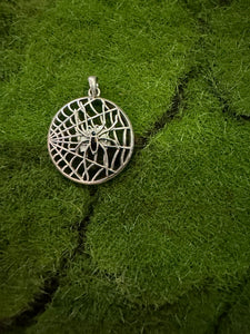 Sterling Silver Spiderweb Pendant With Spider