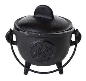 5” Cast Iron Tree Of Life Cauldron with Lid