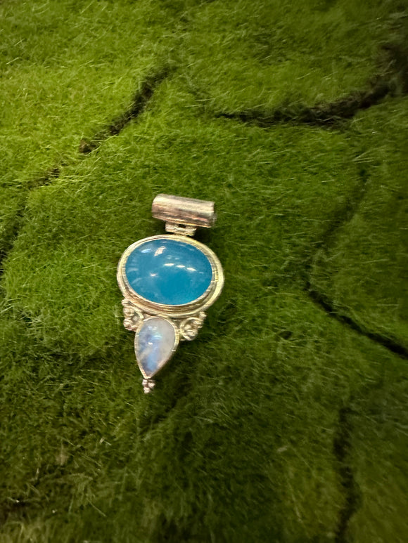 Chalcedony And Moonstone Sterling Silver Pendant