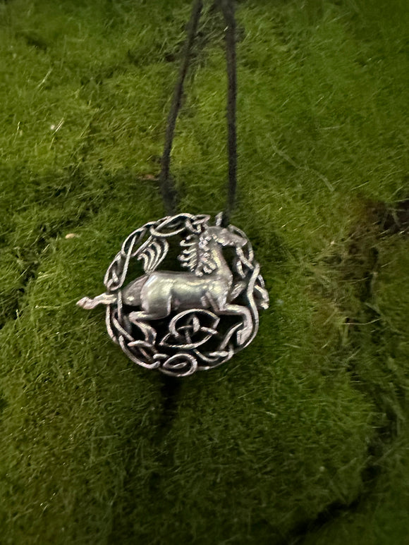 Celtic Unicorn- 100% Pewter Necklace