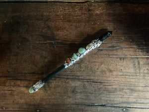 Magick Wand - Black Obsidian with Silver Spiral Goddess