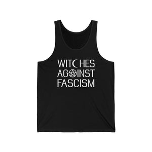 ‘Witches Against Fascism' Black Unisex Jersey Tank Top