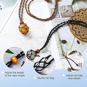 Cord Necklace - Braided Macrame - Tumble Stone