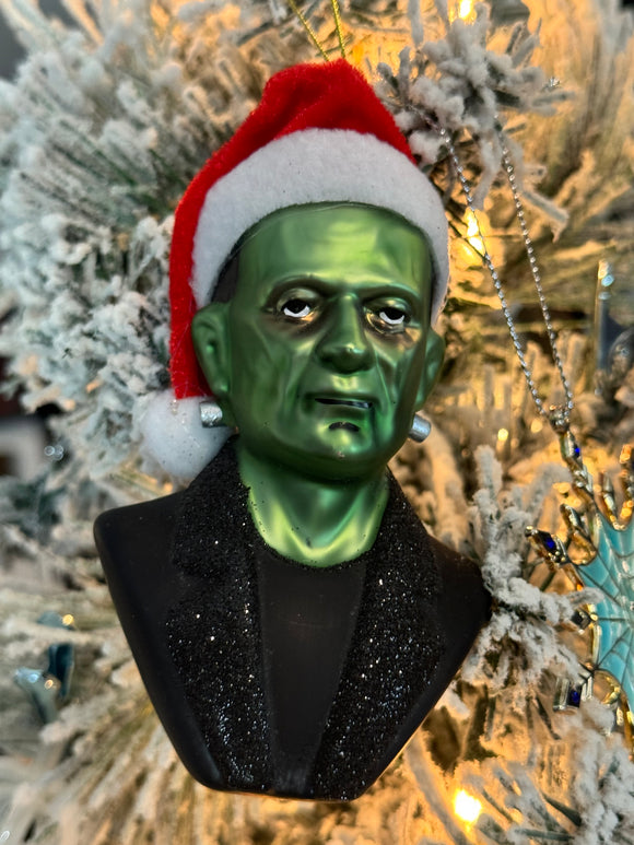 Holiday Tree Ornament - Frankenstein - Blown Glass and Glitter