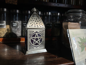 Glass & Metal Purple Pentacle Lantern