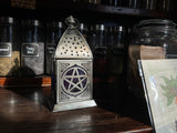 Glass & Metal Purple Pentacle Lantern