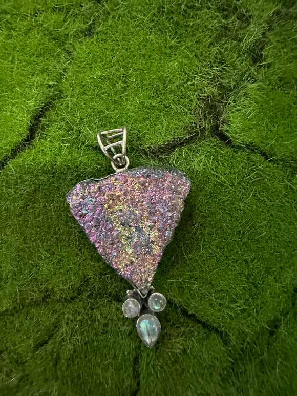 Peacock Ore And Labradorite Sterling Silver Pendant