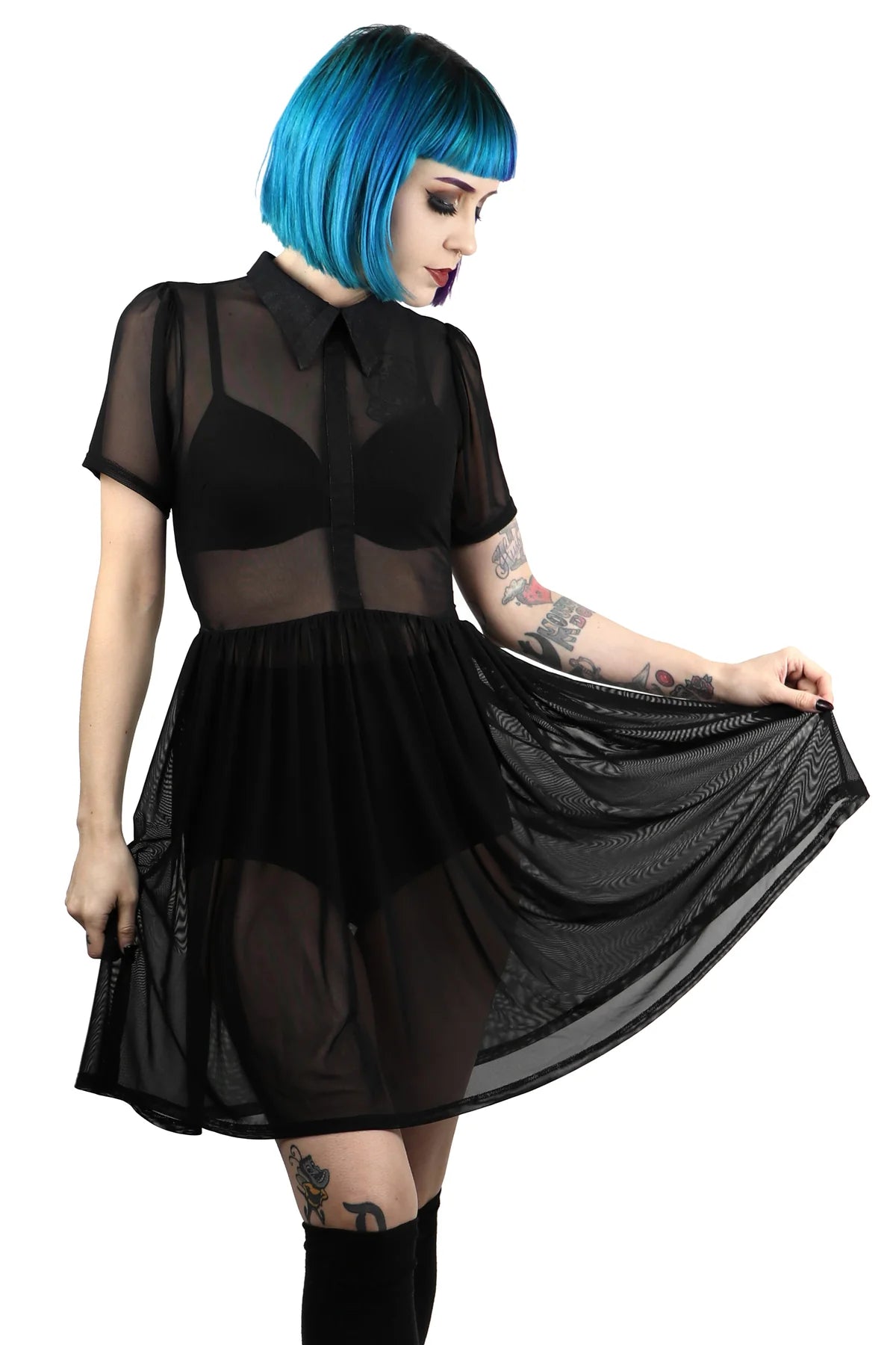 Foxblood Courtney Mesh Babydoll Dress – thornandmoon