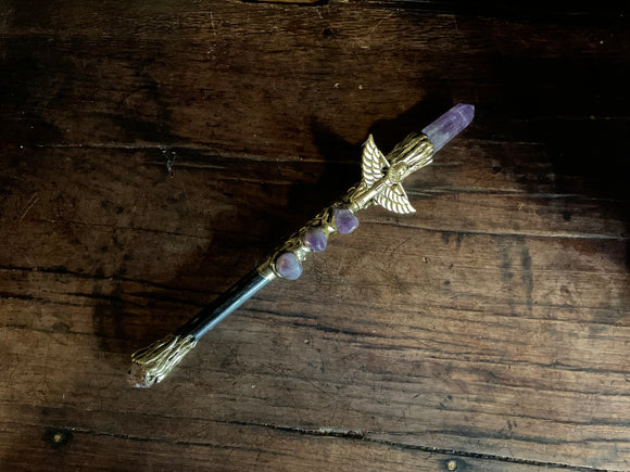 Magick Wand - Amethyst with Gold Isis