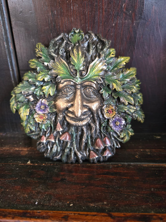 Spring Rebirth Mushroom Greenman Wall Plaque