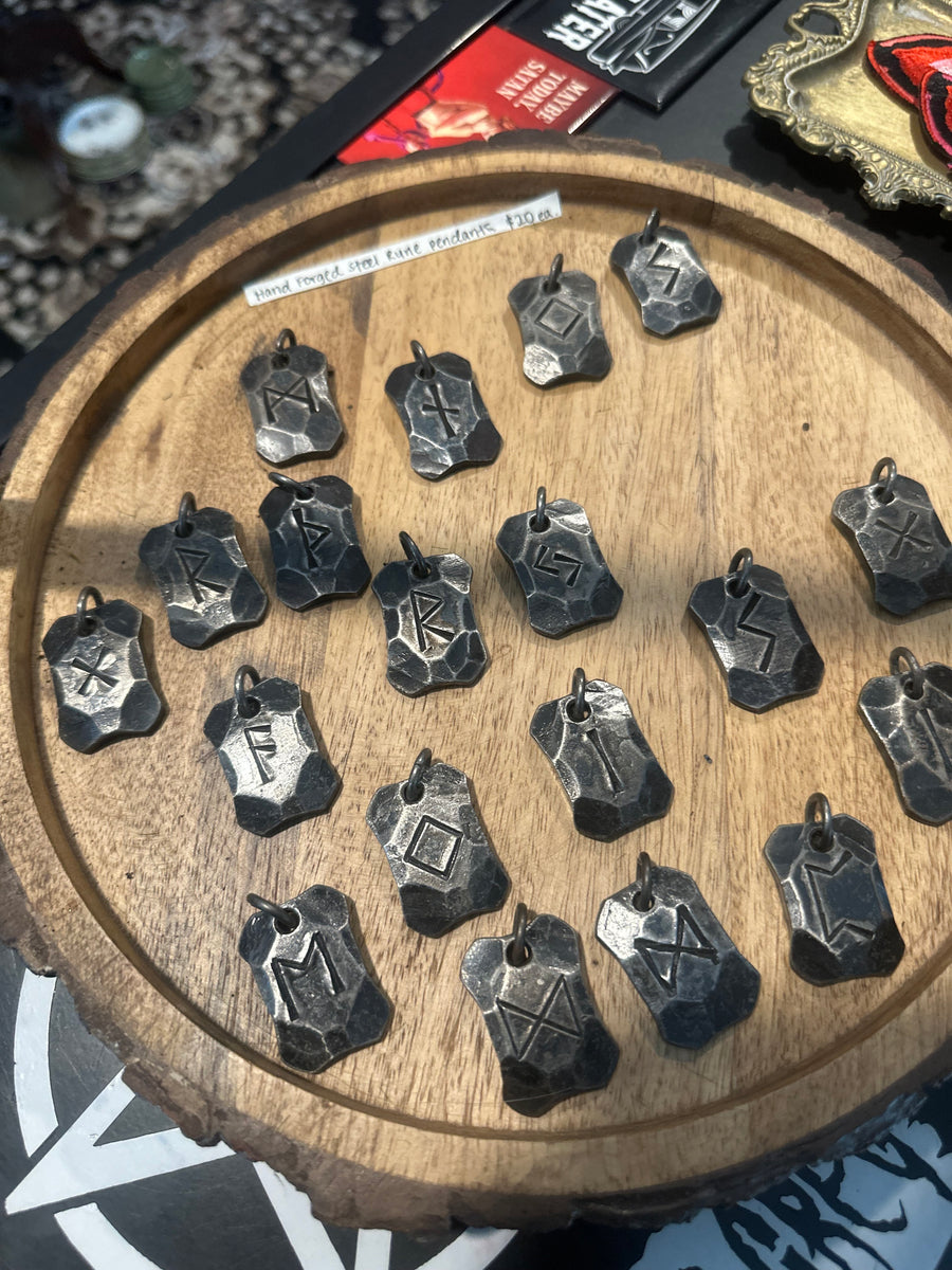 Hand Forged Steel Rune Pendants – thornandmoon
