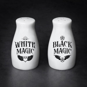 White Magic / Black Magic Salt & Pepper Shaker Set