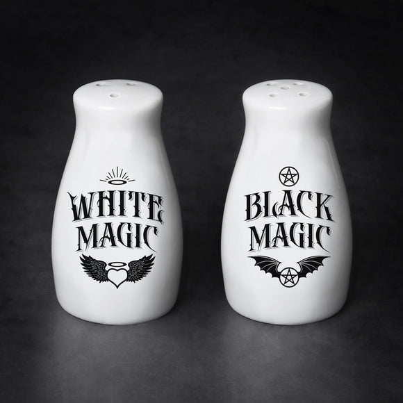 White Magic / Black Magic Salt & Pepper Shaker Set