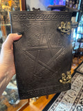 600 page Blank Leather Grimoire - Black Pentacle