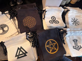 Drawstring Cloth Pouch with Pagan Symbol - 3.5” x 5”