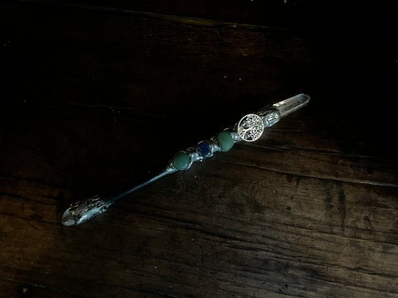 Magick Wand - Clear Quartz with Silver Tree of Life