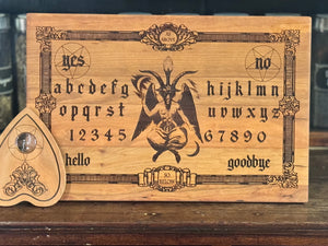 Baphomet Spirit Board and Planchette Set - As Above So Below - Hardwood and Glass