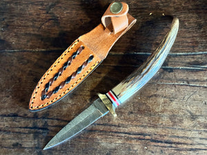 Stag Horn Damascus Steel Athame - Ceremonial Dagger