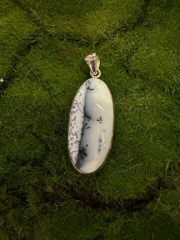 Dendritic Opal Sterling Silver Pendant