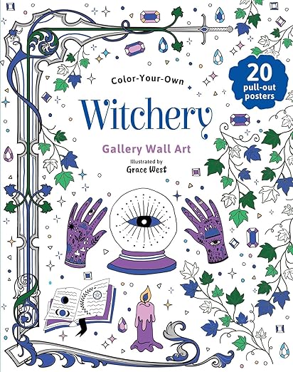 Color Your Own Witchery Gallery Wall Art illustrated by Grace West