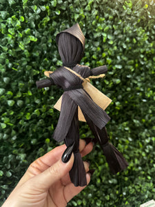 Black Corn Husk Poppet / Doll - Male Figure
