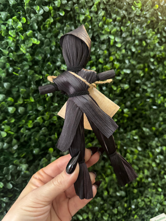 Black Corn Husk Poppet / Doll - Male Figure
