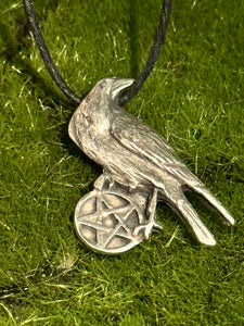 Pentacle of The Raven- 100% Pewter Necklace